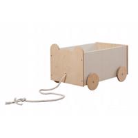 Dřevěný úložný box na hračky s kolečky - medvídek