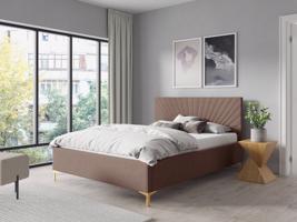 Eka Čalouněná postel AFRODITE+ 120x200 cm Barva látky Trinity: (2305) Tmavá béžová, Úložný prostor: S dřevěným rámem úložného prostoru