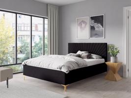 Eka Čalouněná postel AFRODITE+ 140x200 cm Barva látky Trinity: (2316) Černá, Úložný prostor: S dřevěným rámem úložného prostoru