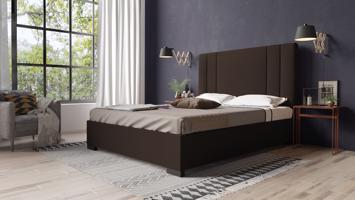 Eka Čalouněná postel Berry 140x200 cm Barva látky Riviera: Hnědá (26), Úložný prostor: S dřevěným rámem úložného prostoru