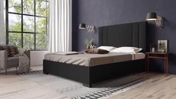 Eka Čalouněná postel Berry 90x200 cm Barva látky Riviera: Černá (97), Úložný prostor: S kovovým rámem úložného prostoru