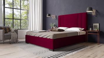 Eka Čalouněná postel Berry - Riviera 140x200 cm Barva látky Riviera: Bordo červěná (59), Úložný prostor: S kovovým rámem úložného prostoru