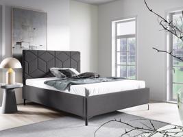 Eka Čalouněná postel BOX+ 120x200 cm Barva látky Trinity: (2315) Tmavá šedá, Úložný prostor: S dřevěným rámem úložného prostoru