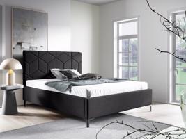 Eka Čalouněná postel BOX+ 120x200 cm Barva látky Trinity: (2316) Černá, Úložný prostor: S dřevěným rámem úložného prostoru