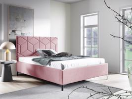 Eka Čalouněná postel BOX+ 120x200 cm Barva látky Trinity: (2319) Světlá růžová, Úložný prostor: S dřevěným rámem úložného prostoru