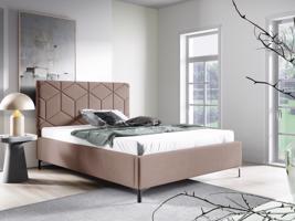 Eka Čalouněná postel BOX+ 140x200 cm Barva látky Trinity: (2305) Tmavá béžová, Úložný prostor: S dřevěným rámem úložného prostoru