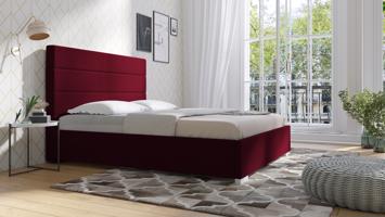 Eka Čalouněná postel Coral - Kronos 120x200 cm Barva látky: Červená (02), Úložný prostor: S dřevěným rámem úložného prostoru