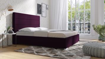 Eka Čalouněná postel Coral - Kronos 120x200 cm Barva látky: Fialová (03), Úložný prostor: S dřevěným rámem úložného prostoru
