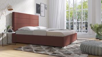 Eka Čalouněná postel Coral - Kronos 120x200 cm Barva látky: Starorůžová (29), Úložný prostor: S dřevěným rámem úložného prostoru