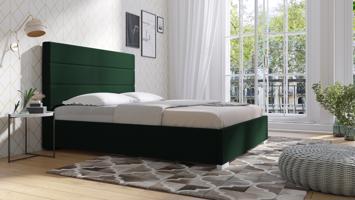 Eka Čalouněná postel Coral - Kronos 120x200 cm Barva látky: Tmavě zelená (14), Úložný prostor: S dřevěným rámem úložného prostoru