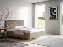 Eka Čalouněná postel DIAMOND+ 120x200 cm Barva látky Trinity: (2303) Světlá béžová, Úložný prostor: Bez úložného prostoru