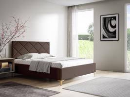 Eka Čalouněná postel DIAMOND+ 120x200 cm Barva látky Trinity: (2308) Tmavá hnědá, Úložný prostor: S dřevěným rámem úložného prostoru