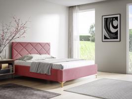 Eka Čalouněná postel DIAMOND+ 120x200 cm Barva látky Trinity: (2319) Světlá růžová, Úložný prostor: Bez úložného prostoru