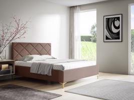 Eka Čalouněná postel DIAMOND+ 140x200 cm Barva látky Trinity: (2305) Tmavá béžová, Úložný prostor: Bez úložného prostoru
