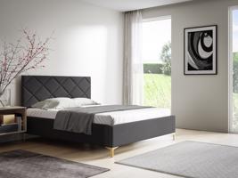 Eka Čalouněná postel DIAMOND+ 140x200 cm Barva látky Trinity: (2315) Tmavá šedá, Úložný prostor: S dřevěným rámem úložného prostoru