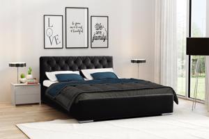Eka Čalouněná postel Elegant 120x200 cm Barva látky Trinity: (2316) Černá, Úložný prostor: S dřevěným rámem úložného prostoru