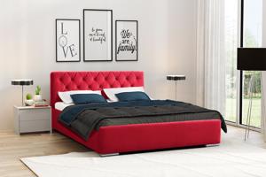 Eka Čalouněná postel Elegant 140x200 cm Barva látky Trinity: (2309) Červená, Úložný prostor: S dřevěným rámem úložného prostoru