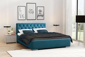 Eka Čalouněná postel Elegant 140x200 cm Barva látky Trinity: (2313) Modrá, Úložný prostor: S dřevěným rámem úložného prostoru