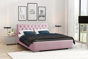 Eka Čalouněná postel Elegant 160x200 cm Barva látky Trinity: (2319) Světlá růžová, Úložný prostor: Bez úložného prostoru