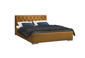 Eka Čalouněná postel Elegant - Fresh 120x200 cm Barva látky - Fresh: Hořčicová (37), Úložný prostor: S kovovým rámem úložného prostoru
