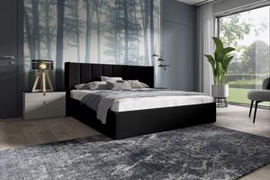 Eka Čalouněná postel EVEREST - Kronos 120x200 cm Barva látky: Černá (07), Úložný prostor: S dřevěným rámem úložného prostoru