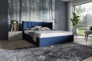 Eka Čalouněná postel EVEREST - Kronos 140x200 cm Barva látky: Tmavá modrá (09), Úložný prostor: S kovovým rámem úložného prostoru