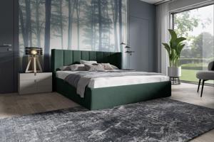 Eka Čalouněná postel EVEREST - Kronos 160x200 cm Barva látky: Smaragdová (19), Úložný prostor: S dřevěným rámem úložného prostoru