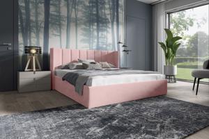 Eka Čalouněná postel EVEREST - Kronos 160x200 cm Barva látky: Světlá růžová (52), Úložný prostor: S kovovým rámem úložného prostoru