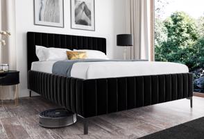 Eka Čalouněná postel INTIMA+ 120x200 cm Barva látky Trinity: (2316) Černá, Úložný prostor: S dřevěným rámem úložného prostoru