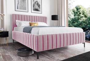 Eka Čalouněná postel INTIMA+ 120x200 cm Barva látky Trinity: (2319) Světlá růžová, Úložný prostor: S dřevěným rámem úložného prostoru