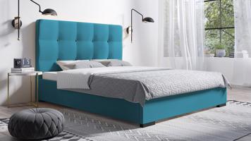 Eka Čalouněná postel Kanary 120x200 cm Barva látky Trinity: (2313) Modrá, Úložný prostor: S kovovým rámem úložného prostoru