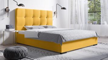 Eka Čalouněná postel Kanary 140x200 cm Barva látky Trinity: (2317) Oranžová, Úložný prostor: S kovovým rámem úložného prostoru