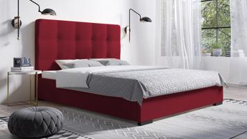 Eka Čalouněná postel Kanary - Kronos 120x200 cm Barva látky: Červená (02), Úložný prostor: S dřevěným rámem úložného prostoru