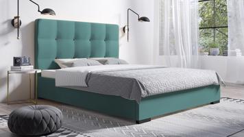 Eka Čalouněná postel Kanary - Kronos 120x200 cm Barva látky: Mintová (26), Úložný prostor: S dřevěným rámem úložného prostoru