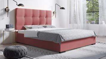 Eka Čalouněná postel Kanary - Kronos 120x200 cm Barva látky: Starorůžová (29), Úložný prostor: S kovovým rámem úložného prostoru