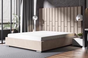 Eka Čalouněná postel Lana 140 x 200 cm Barva látky Trinity: (2303) Světlá béžová, Úložný prostor: S dřevěným rámem úložného prostoru