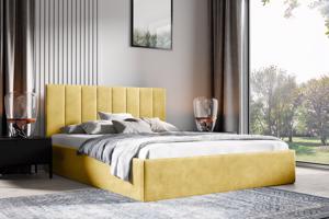 Eka Čalouněná postel LENY 140x200 cm Barva látky Trinity: (2318) Žlutá, Úložný prostor: Bez úložného prostoru
