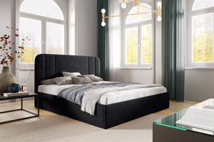 Eka Čalouněná postel LOKI 120x200 cm Barva látky Trinity: (2316) Černá, Úložný prostor: S dřevěným rámem úložného prostoru