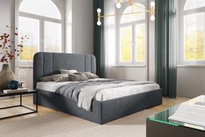 Eka Čalouněná postel LOKI 140x200 cm Barva látky Trinity: (2315) Tmavá šedá, Úložný prostor: S dřevěným rámem úložného prostoru