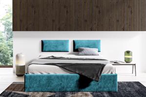 Eka Čalouněná postel Lucy - 180x200 cm Barva látky Trinity: (2313) Modrá, Úložný prostor: Bez úložného prostoru
