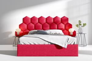 Eka Čalouněná postel Lucy 3 - 140x200 cm Barva látky Trinity: (2309) Červená, Úložný prostor: Bez úložného prostoru