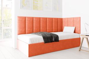 Eka Čalouněná postel Lucy s čalouněnými panely ZDARMA - 90x200 cm Barva látky Trinity: (2317) Oranžová