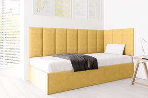 Eka Čalouněná postel Lucy s čalouněnými panely ZDARMA - 90x200 cm Barva látky Trinity: (2318) Žlutá