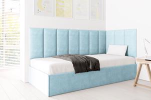 Eka Čalouněná postel Lucy s čalouněnými panely ZDARMA - 90x200 cm Barva látky Trinity: (2322) Světlá modrá
