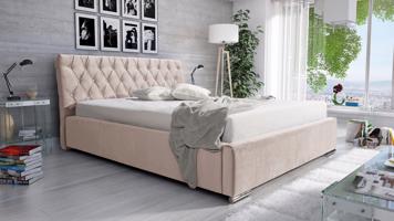 Eka Čalouněná postel Luxurious 120x200 cm Barva látky Trinity: (2302) Krémová, Úložný prostor: S dřevěným rámem úložného prostoru