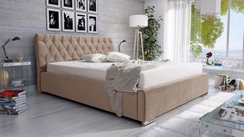 Eka Čalouněná postel Luxurious 120x200 cm Barva látky Trinity: (2304) Béžová, Úložný prostor: S dřevěným rámem úložného prostoru