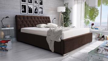 Eka Čalouněná postel Luxurious 120x200 cm Barva látky Trinity: (2308) Tmavá hnědá, Úložný prostor: S dřevěným rámem úložného prostoru