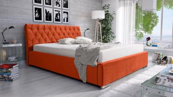 Eka Čalouněná postel Luxurious 120x200 cm Barva látky Trinity: (2317) Oranžová, Úložný prostor: S dřevěným rámem úložného prostoru