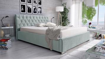 Eka Čalouněná postel Luxurious 120x200 cm Barva látky Trinity: (2321) Světlá zelená, Úložný prostor: Bez úložného prostoru