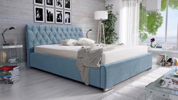 Eka Čalouněná postel Luxurious 120x200 cm Barva látky Trinity: (2322) Světlá modrá, Úložný prostor: S dřevěným rámem úložného prostoru